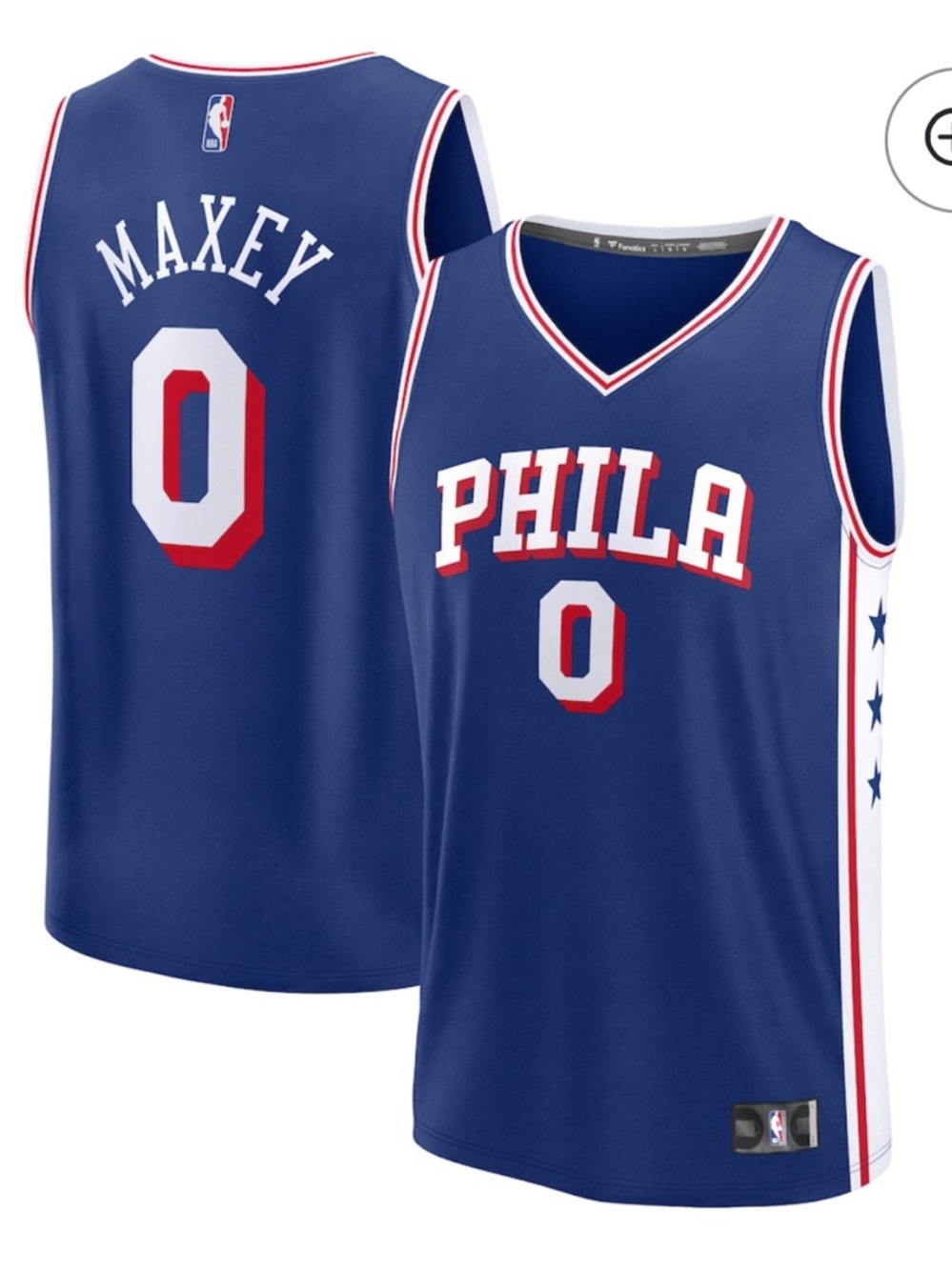 Tyrese Maxey Fanatics Sixers Jersey M